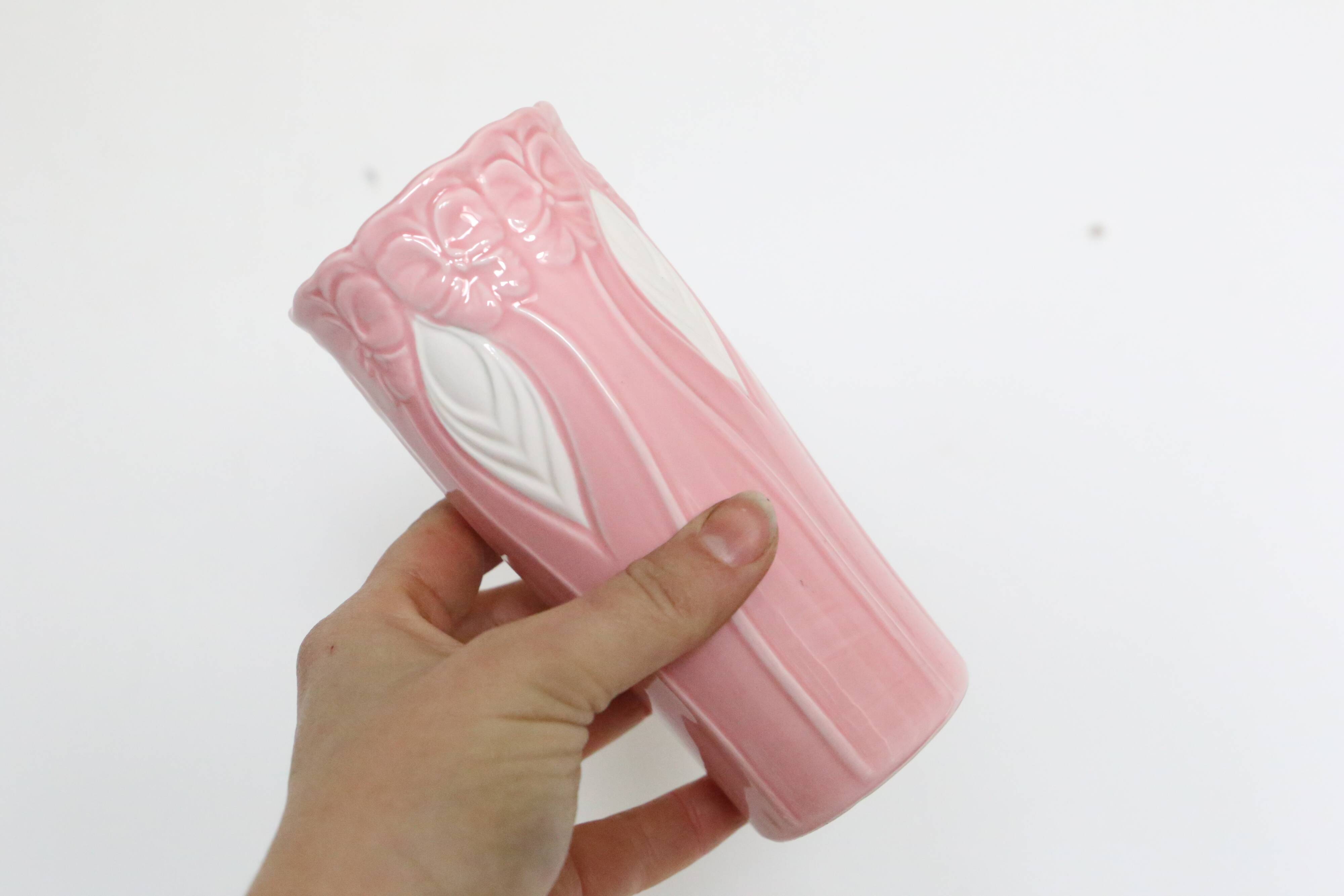 Pink and white ceramic vase, 1980