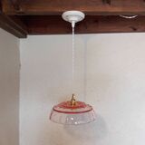 Vintage pink glass pendant light