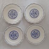 4 Plates made of GIEN camaieu blue central pattern and rinses model ROUEN