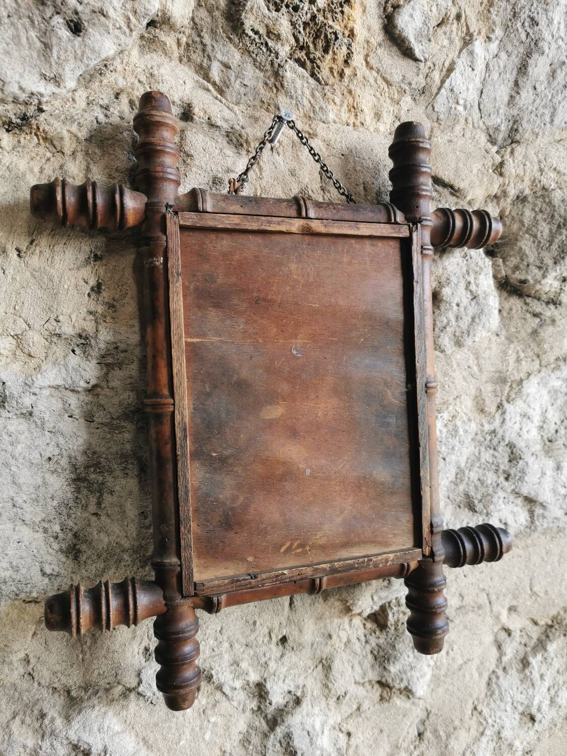 Wooden barber mirror