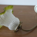 Applique tulipe verre vert anis support porcelaine