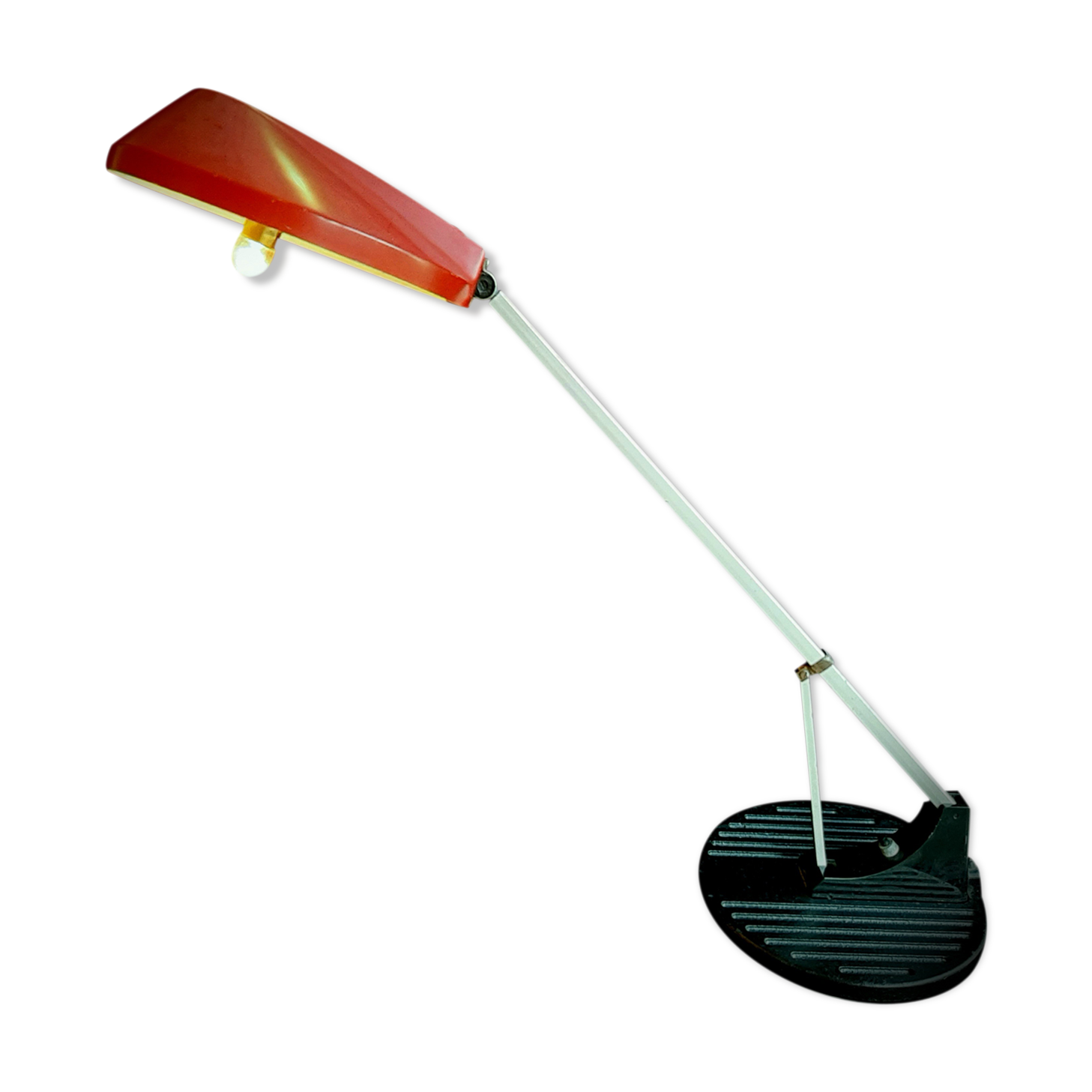 Red and black WL1 Anglepoise desk lamp. George Carwardine and Kenneth Grange, 1960.
