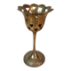 Lattice brass footed lantern with heart pattern