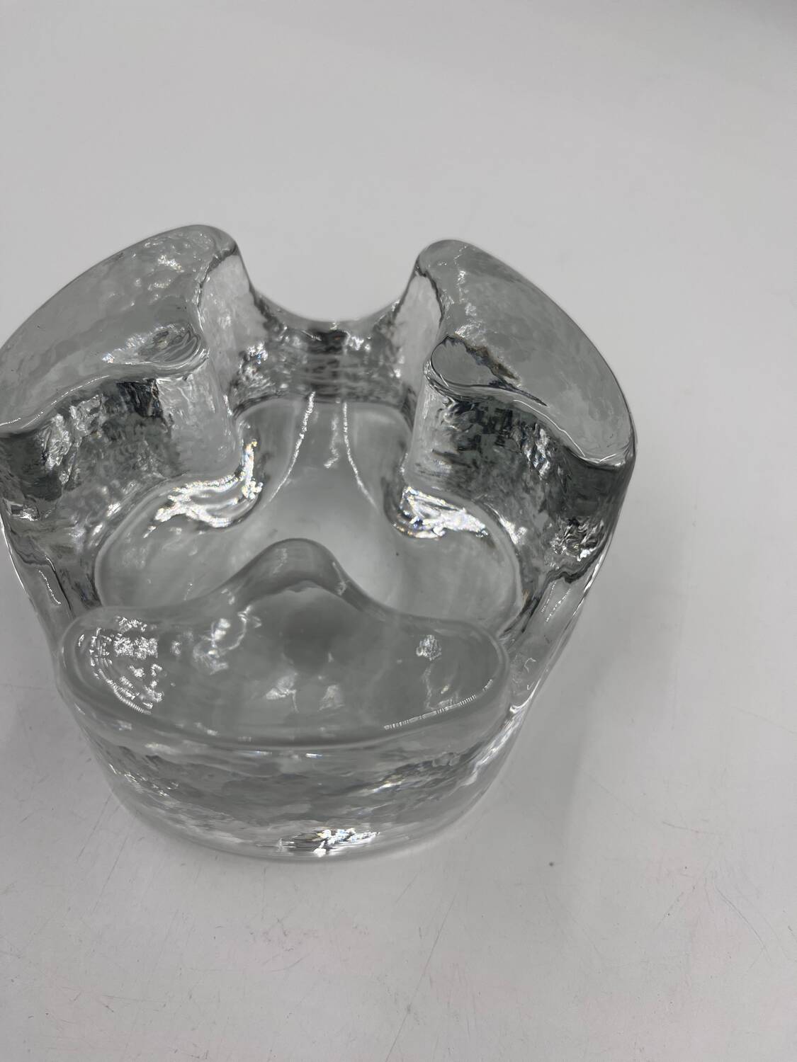 Solid glass candle holder