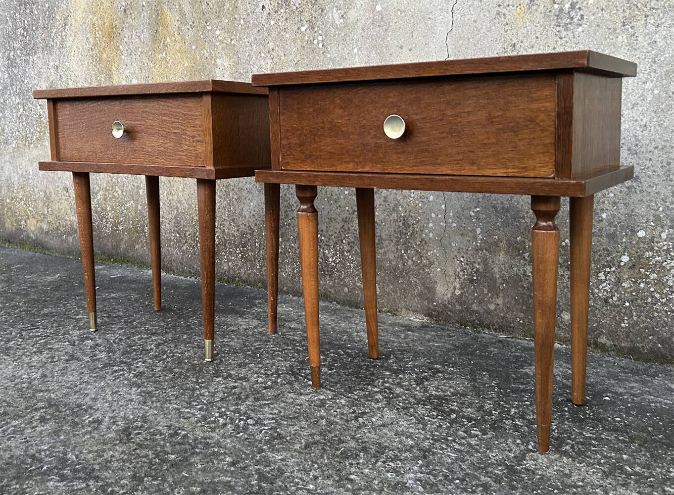 Paire de tables de nuit bois, vintage, années 60