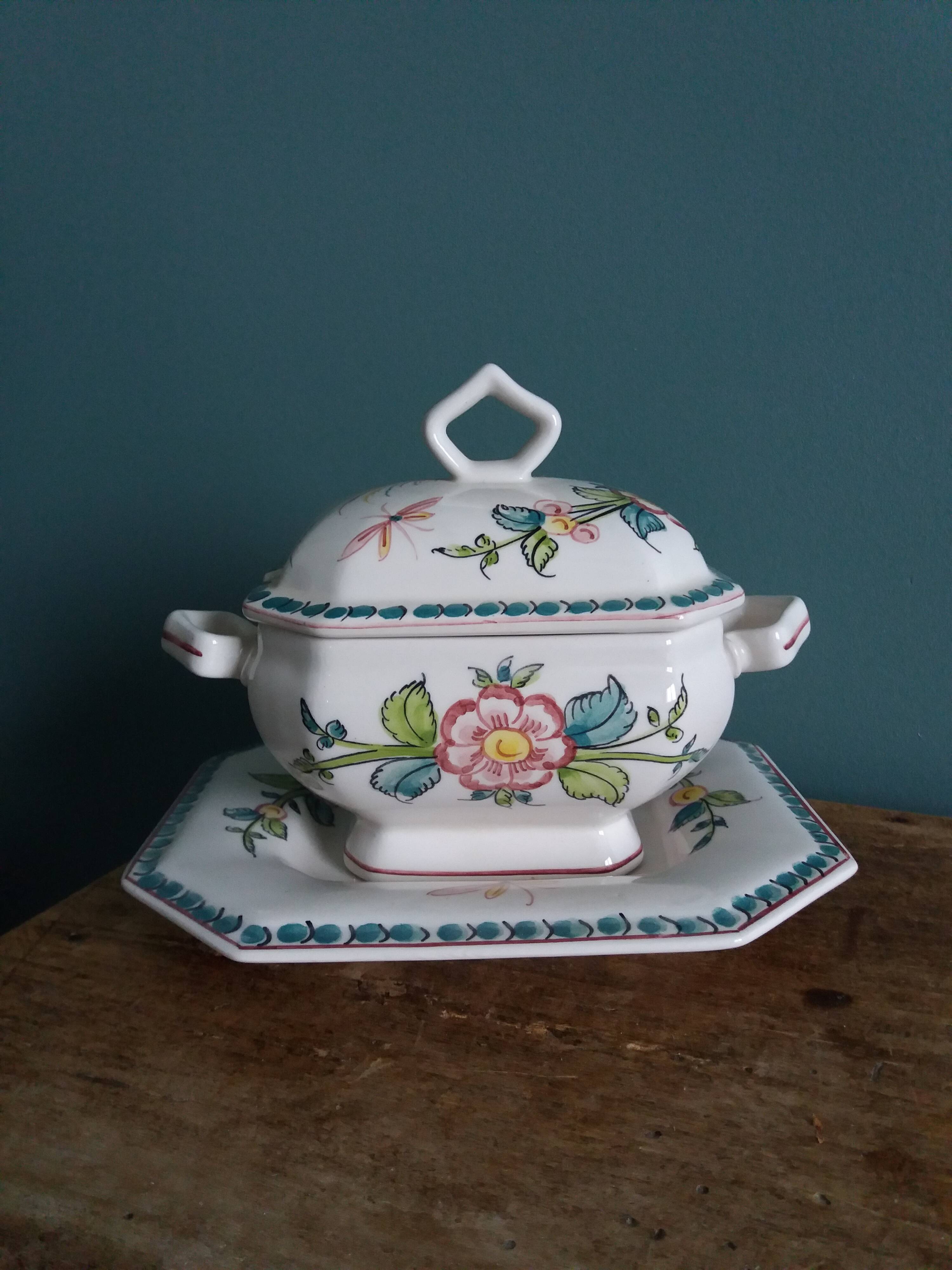 Sugar or mustard bowl Anfora Agueda hand painted ceramic Portugal