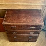 Commode à 4 tiroirs en Cuir Gauffré Façon Croco
