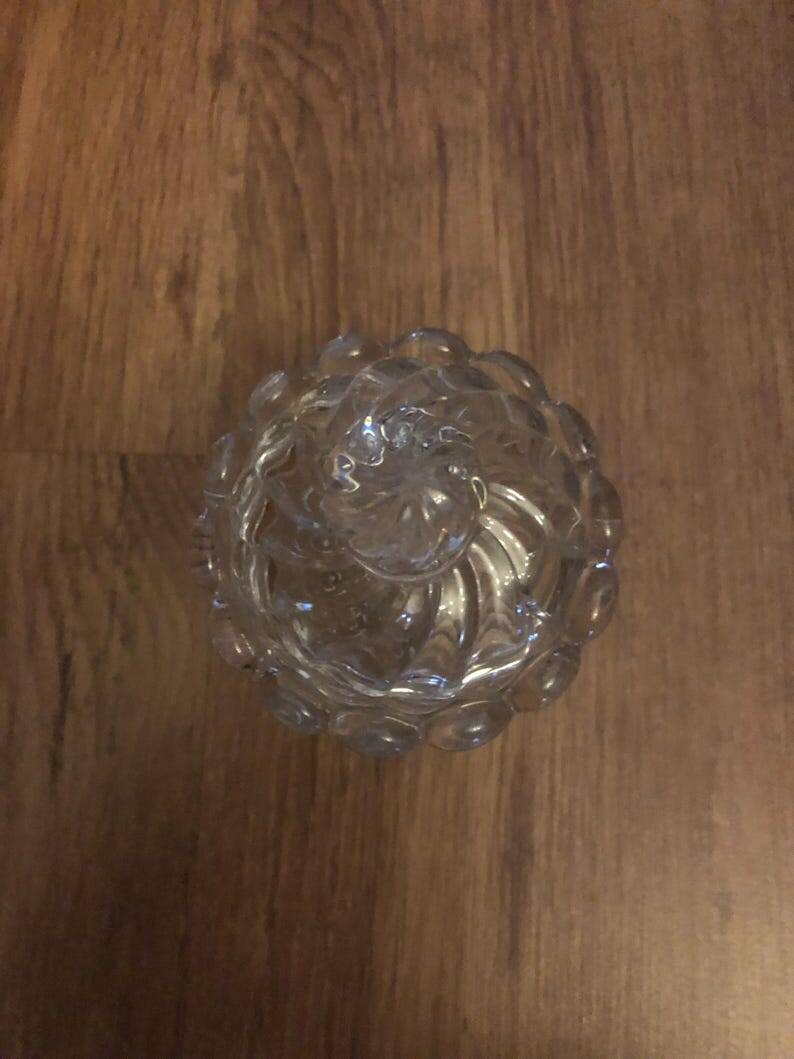 1980s Baccarat Crystal Jam Jar/Mustard Jar/Honey Jar With Lid, Model Bamboo