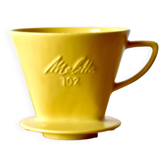 Melitta - vintage yellow porcelain coffee filter holder - no. 102 - 1960s