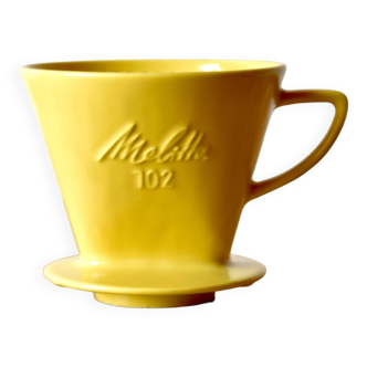 Melitta - porte-filtre à café vintage jaune en porcelaine - n° 102 - 1960