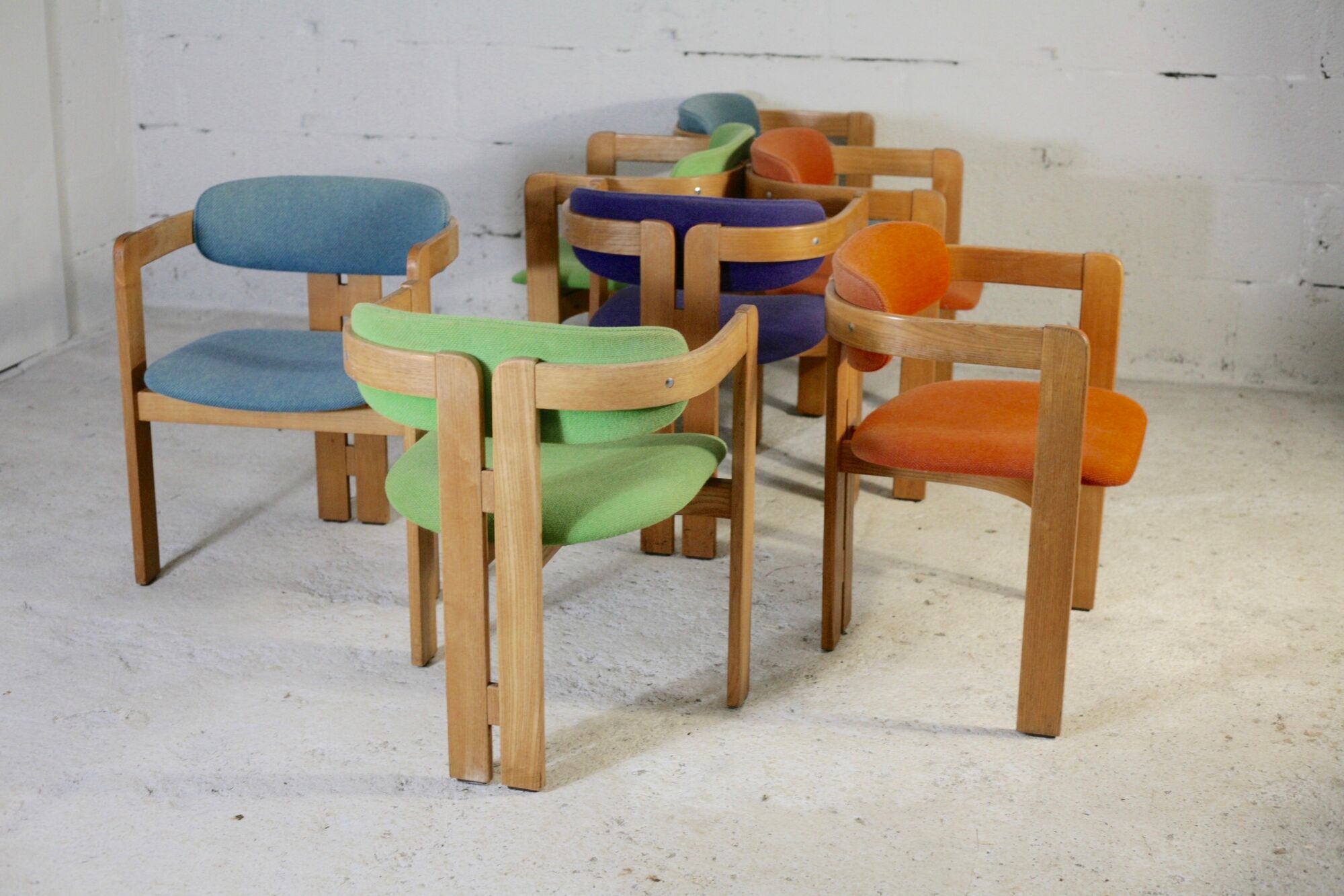 7 Chairs Pigreco by Tobia Scarpa, Gavina Edition, Italy, 50s