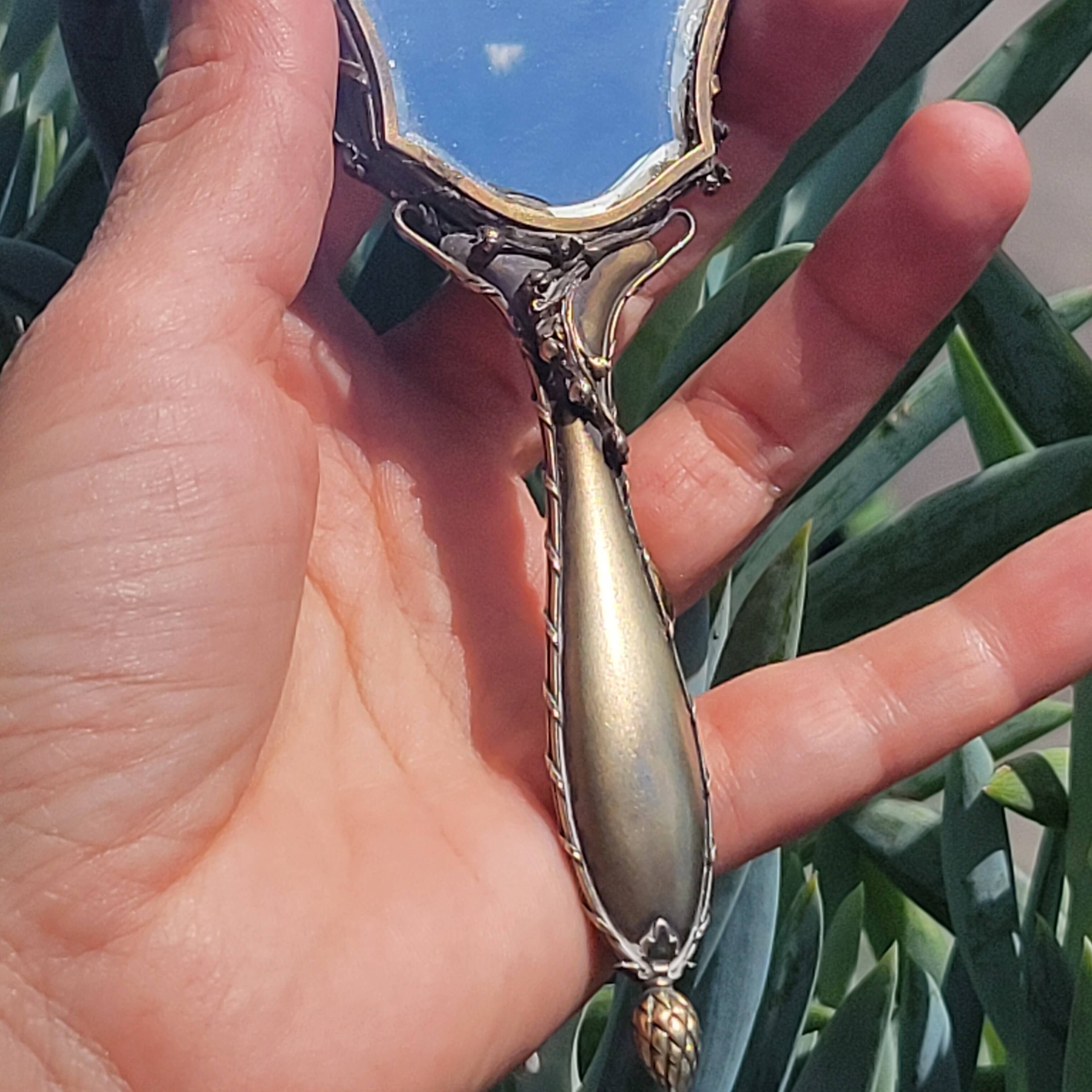 old double-sided hand-held mirror Henri Auguste SOLIÉ 1900