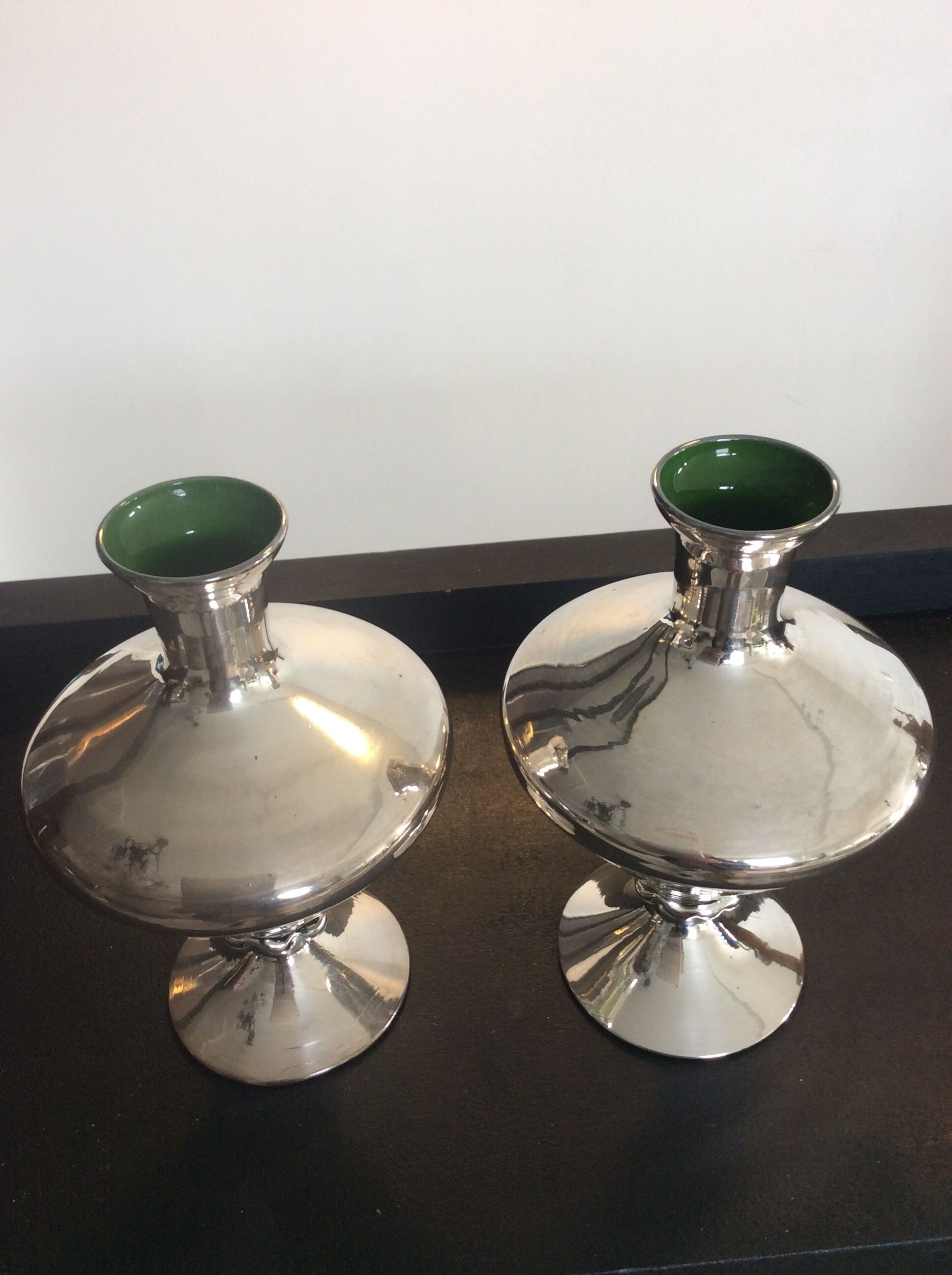Pair of antique vases in mercurized eglomerized glass