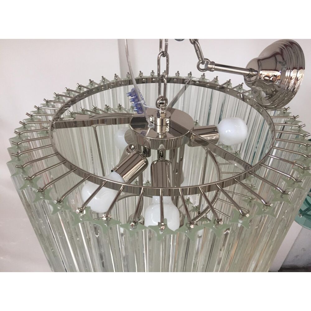 Clear quadriedro murano glass twister chandelier