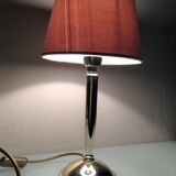 Golden metal lamp and lampshade fishing skin / vintage 70s-80s