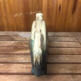 Old beige & green ceramic bottle + vintage handle