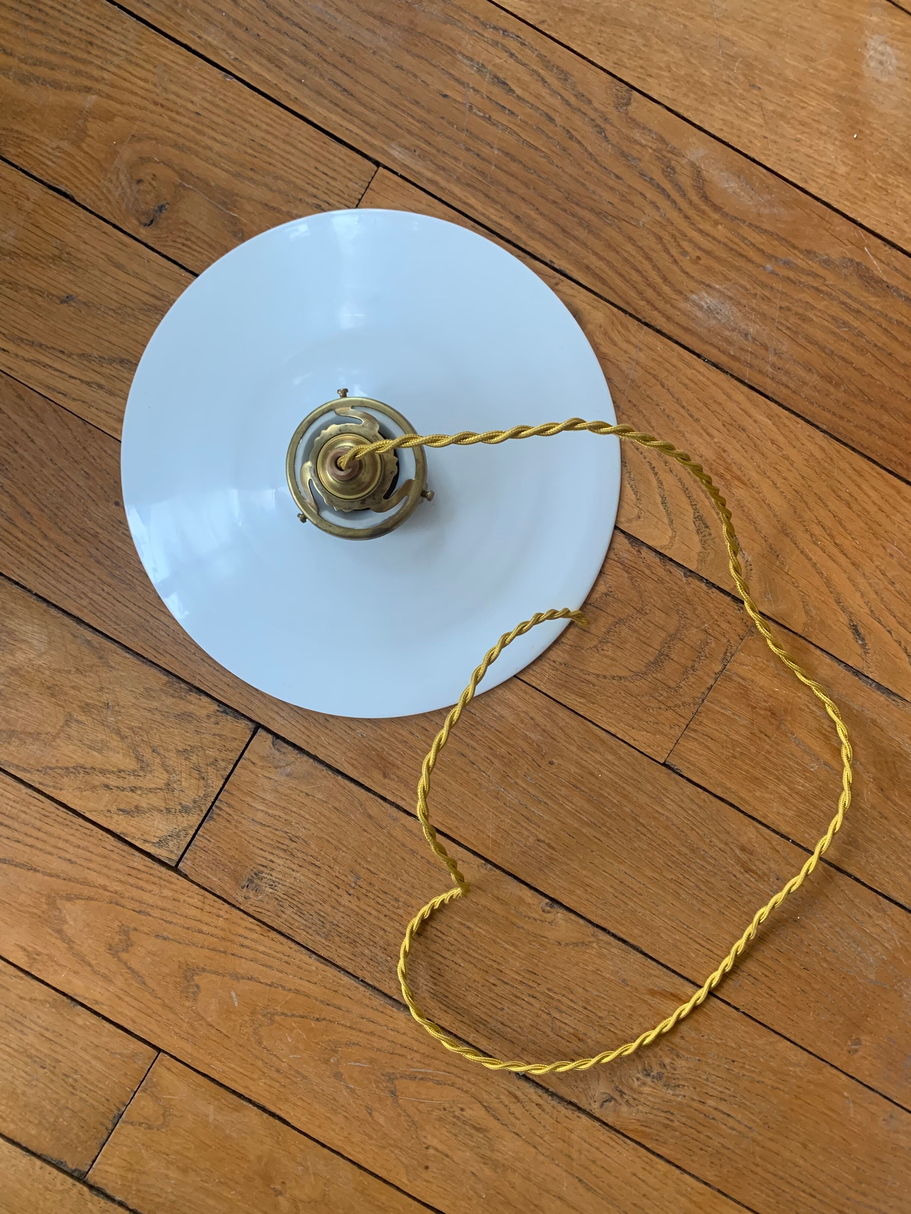 Vintage white opaline pendant lamp