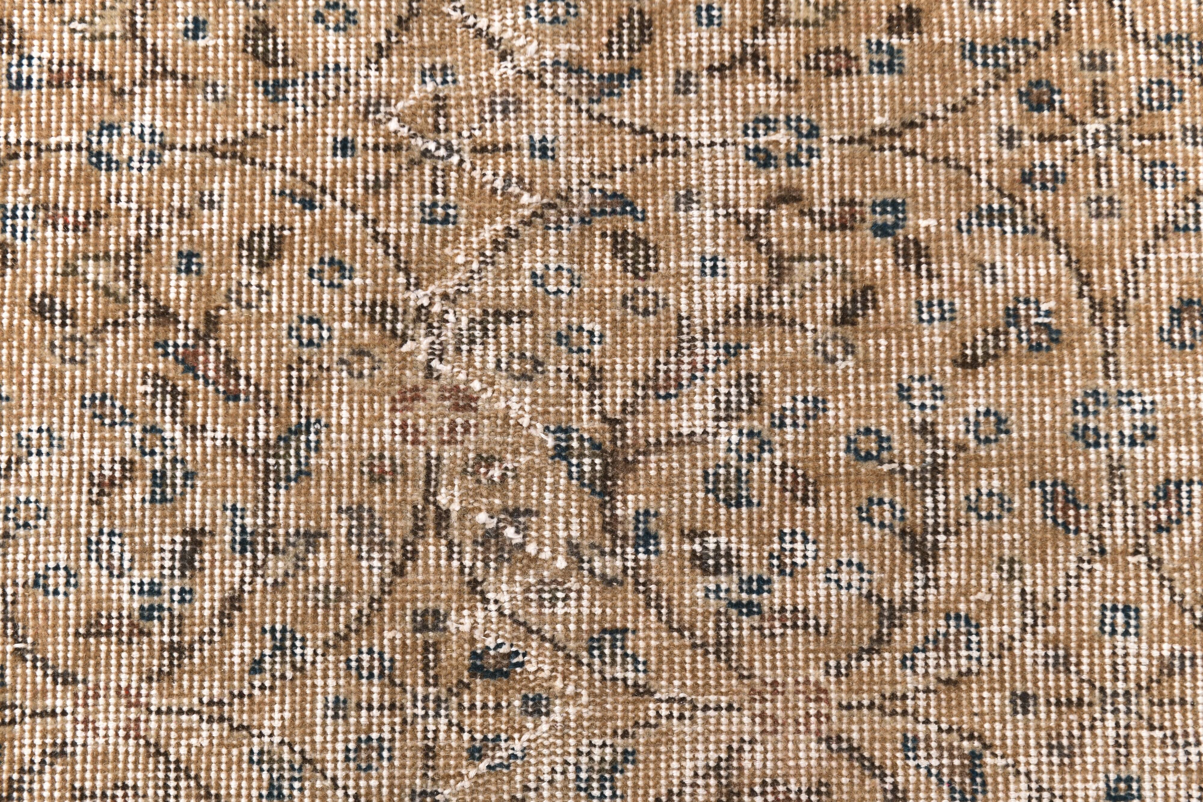 200x300 cm Beige vintage  carpet,  floral design wool and cotton carpet.