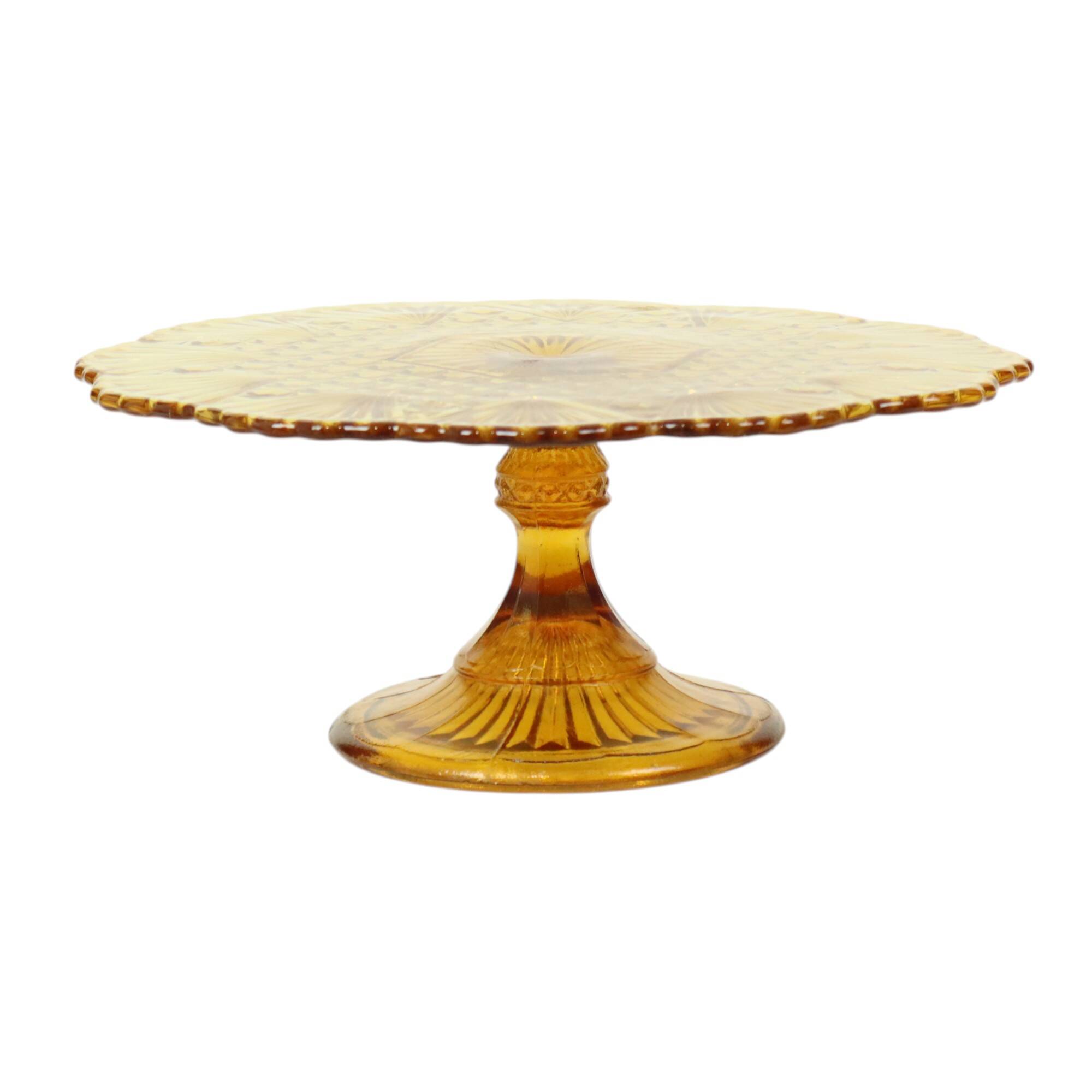 Art Deco Amber Cake Stand Depression Glass 31cm