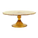 Art Deco Amber Cake Stand Depression Glass 31cm