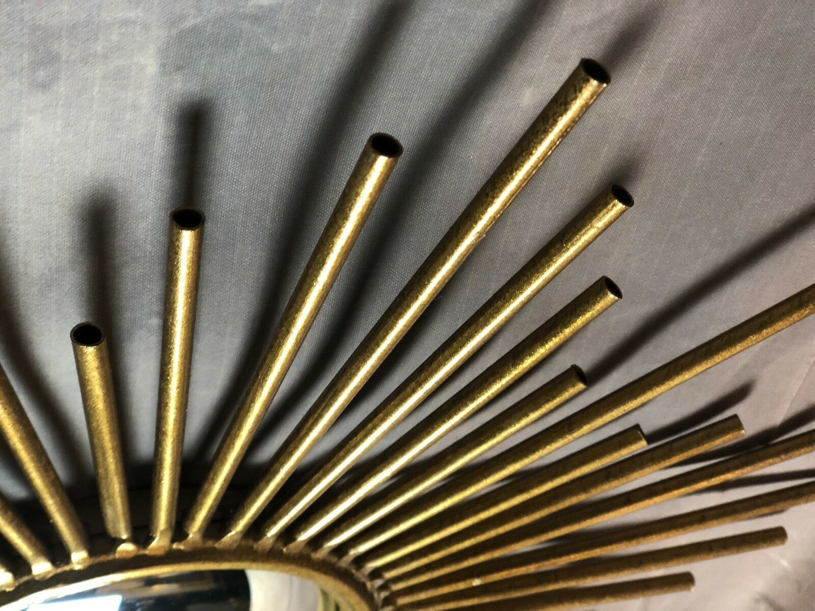 Vintage domed sun mirror in golden metal  46,5x46,5cm