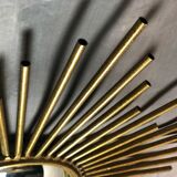 Vintage domed sun mirror in golden metal  46,5x46,5cm