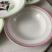 Lot of 5 hollow plates digoin sarreguemines model "rustic" and "casino" 50s