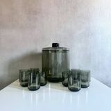 Punch bowl set with 12 glasses, "Lauritzer Glas", 50's