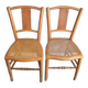 Pair of old caned chairs in blond wood