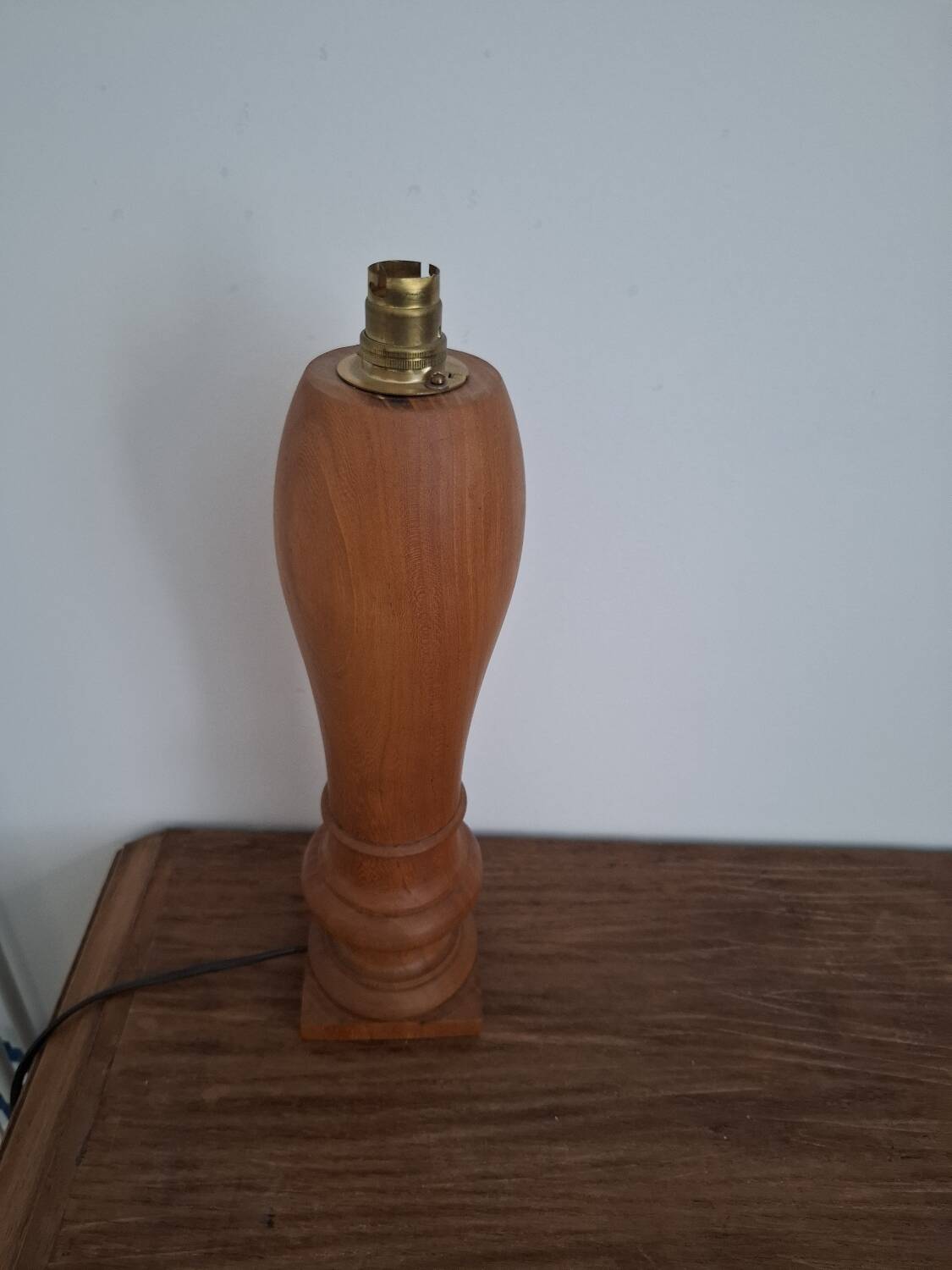 Turned wooden lamp