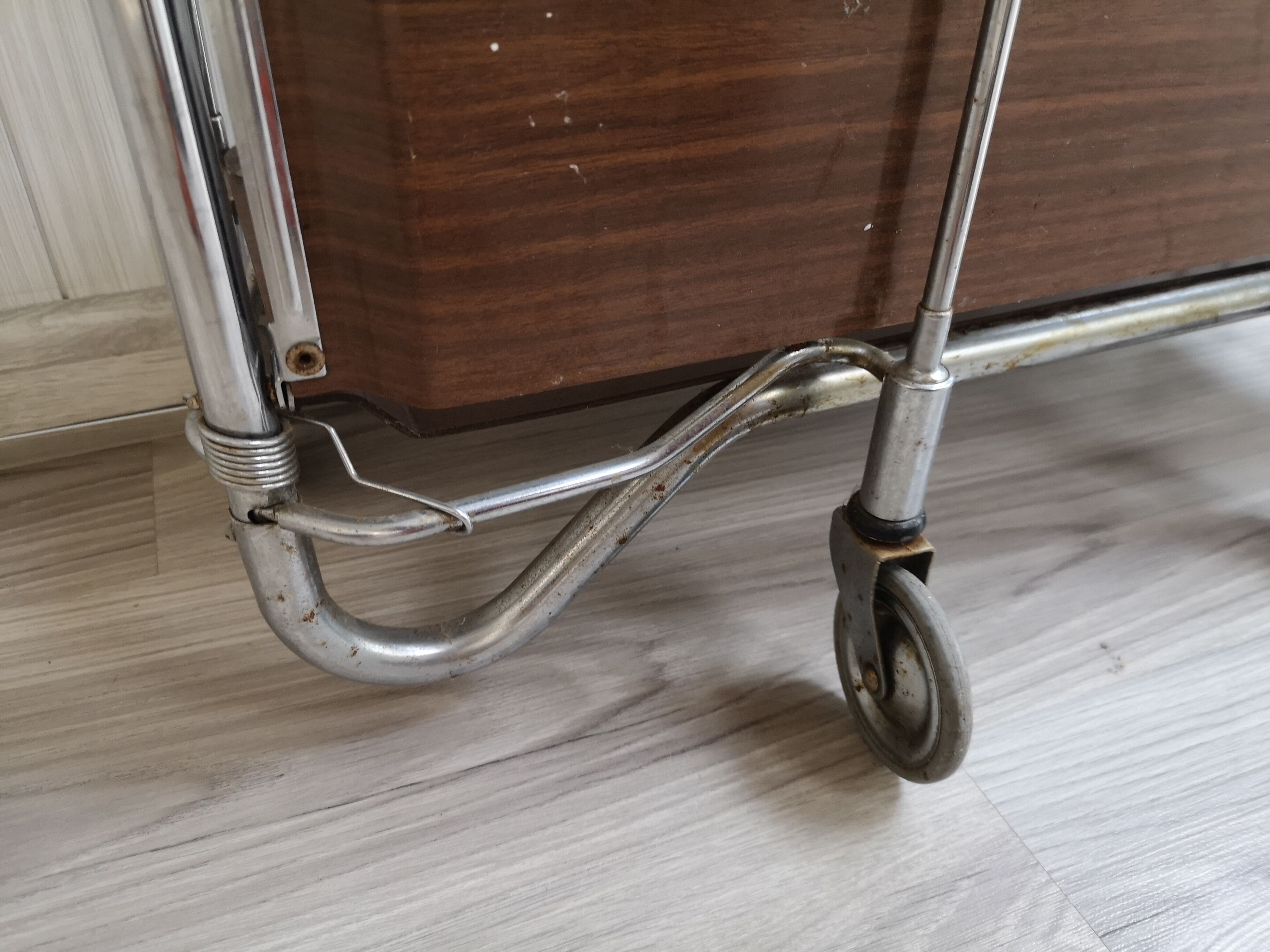 Vintage coffee table, bar, folding side table on wheels