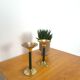 Brass candlesticks with dark green vintage