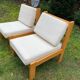 Paire chauffeuses style chalet coton écru vers 1960