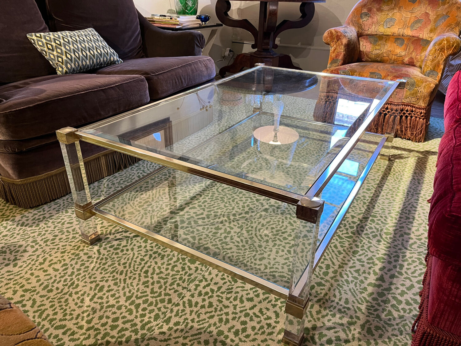 Table basse verre et plexiglas 1960