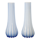 Pair vases Opal glass Streaked Blue