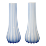 Pair vases Opal glass Streaked Blue