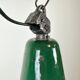 Industrial green enamel factory lamp with cast iron top, 1960s