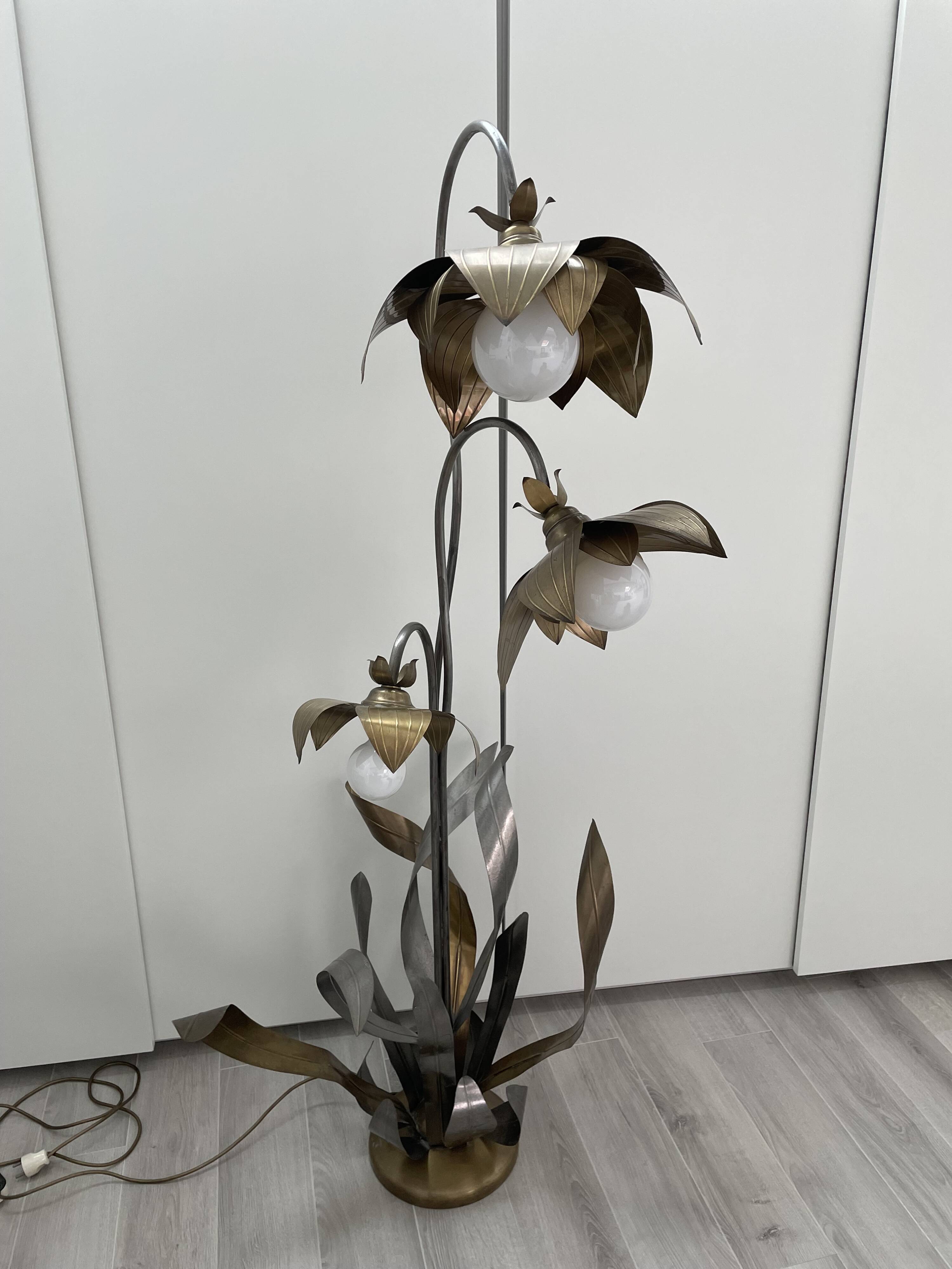 Lampadaire fleurs et plante lampe de plancher de fleur - design années 70