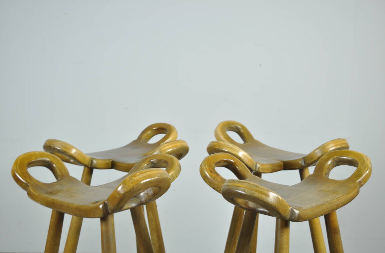 Special vintage brutalist SPANISH Marbella bar stools, 1970s Spain