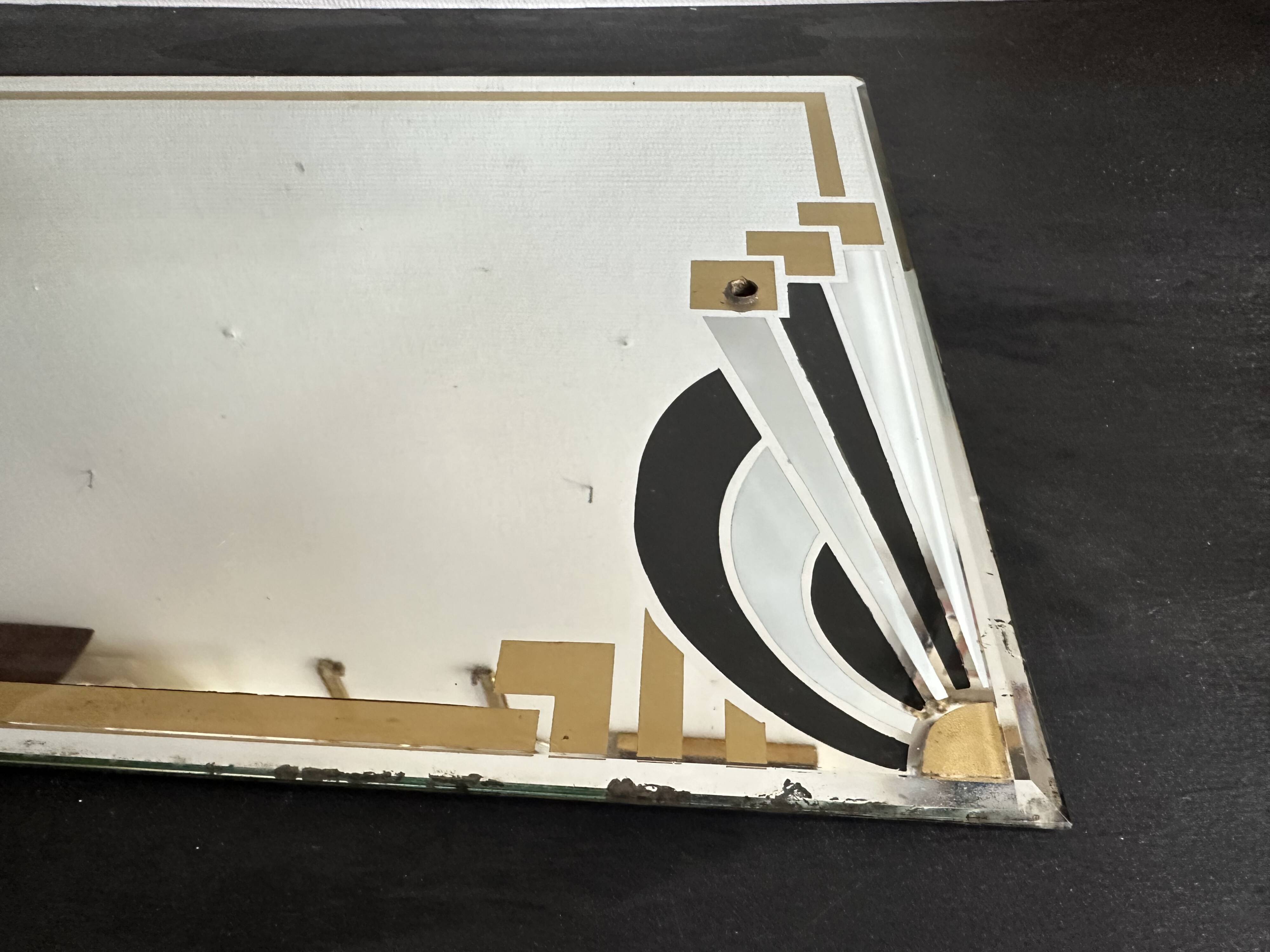 Hand-painted Art Deco beveled mirror - 1930