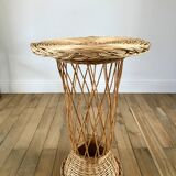 Table d'appoint en rotin / bambou années 1960-1970