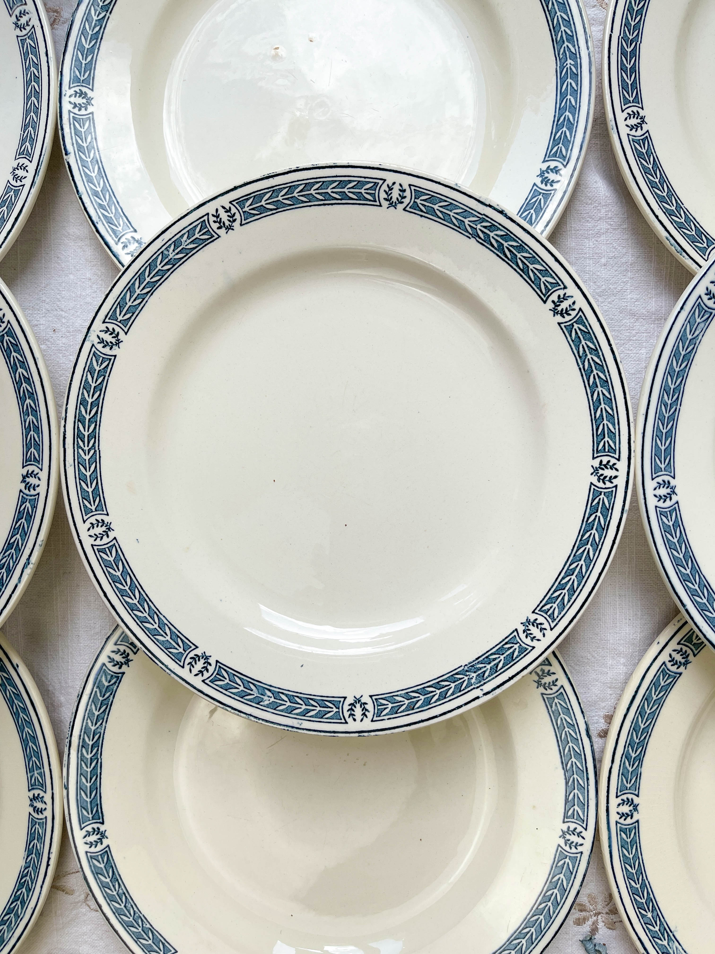 9 vintage flat plates iron earth salins model "castellane"
