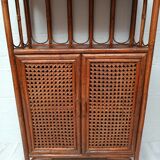 Vintage bamboo bookcase and canning