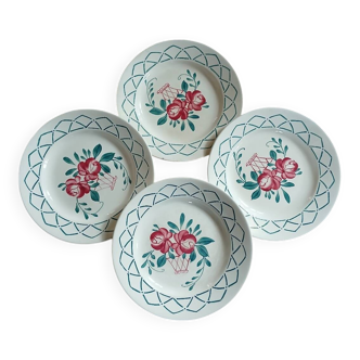 4 antique flat plates from Sarreguemines
