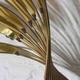 Impressive wall "Peacock" wall sculpture in brass by Curtis Jere, 1980s