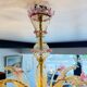 Venetian glass chandelier with pink and gold floral decoration – 6 lights