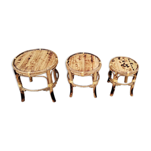 Tables gigognes en bambou x3