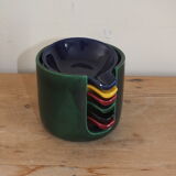 Set of 6 individual colorful vintage ashtrays in earthenware of Saint Clement