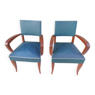 pair of dark green bridge armchairs
