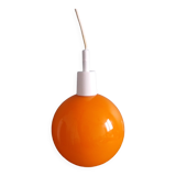 70s space age orange glass globe ball pendant light
